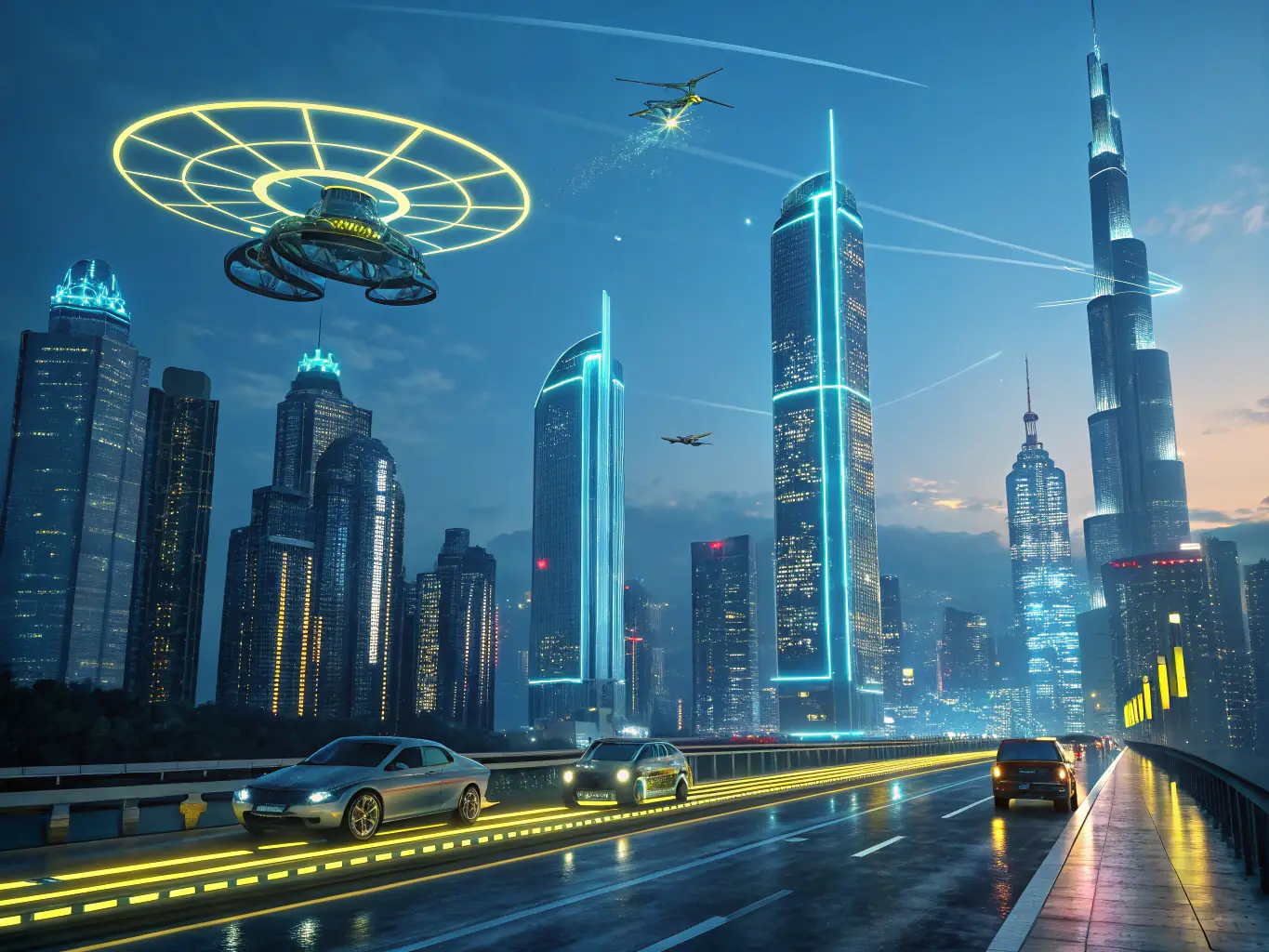 A visually appealing image representing the Technology podcast category, featuring a futuristic cityscape with digital elements overlayed, symbolizing innovation and cutting-edge discussions.